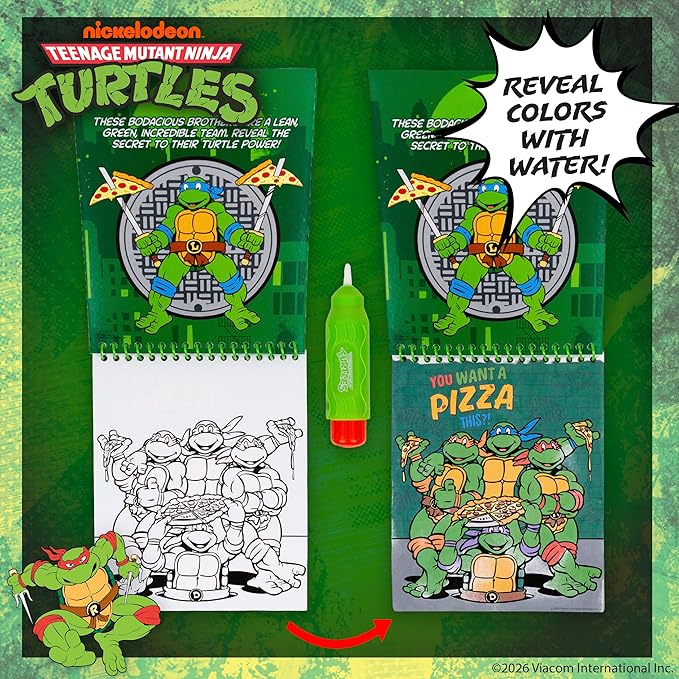 Teenage Mutant Ninja Turtles® Aqua Art, Great Kids Ninja Turtles Toys, TMNT Mess Free Coloring for Toddlers Paint with Water Books for Kids, Toddler Car Activities & Travel Toys, Water Painting Book