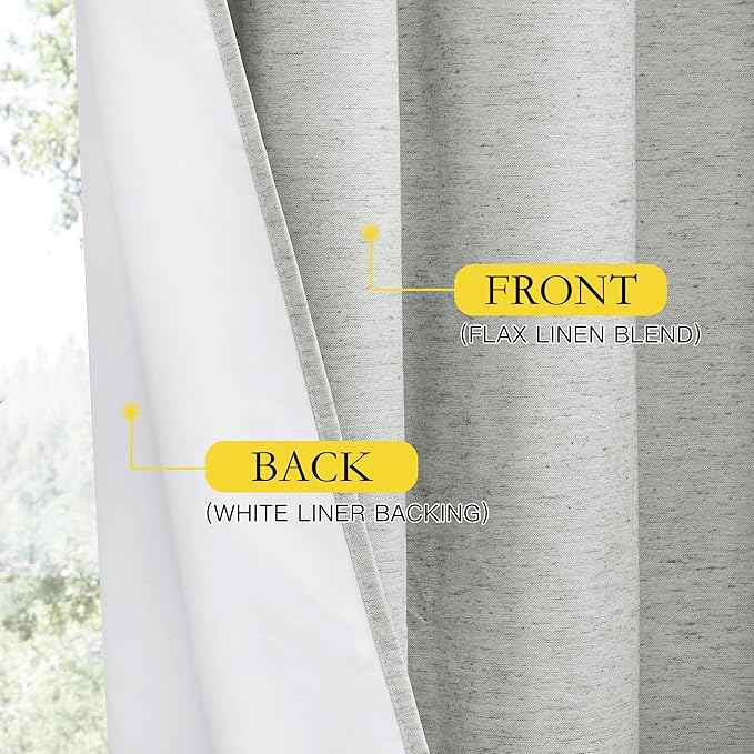 NICETOWN Grey Full Shade Cold Reducing Curtain Panels, 52 x 63 inch, Pair of Energy Smart & Noise Blocking Out Blackout Drapes for Dining Room Window, Thermal Insulated Guest Room Window Dressing