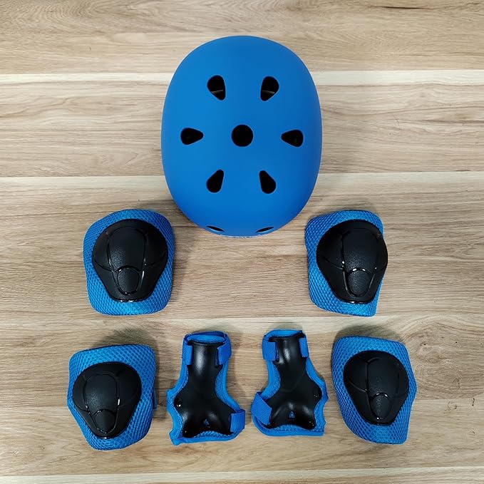 KAMUGO Kids Bike Helmet, Toddler Helmet for Ages 2-8 Boys Girls with Sports Protective Gear Set Knee Elbow Wrist Pads for Skateboard Cycling Scooter Rollerblading