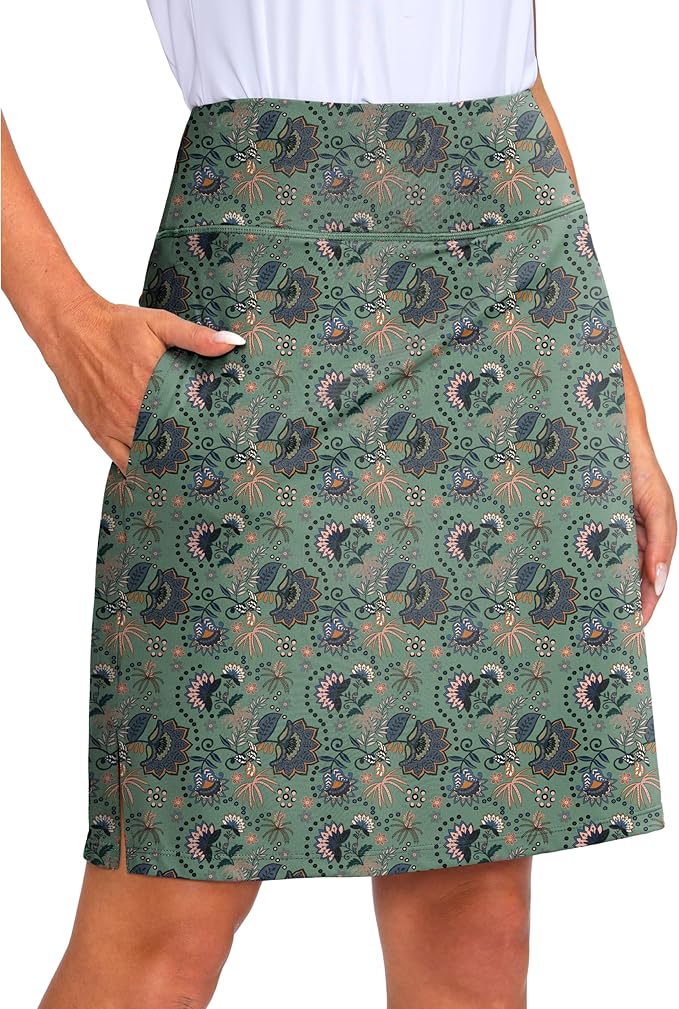 Women's 20" Knee Length Skorts Skirts UPF50+ Athletic Tennis Golf Skirt for Women Casual Summer Skirts