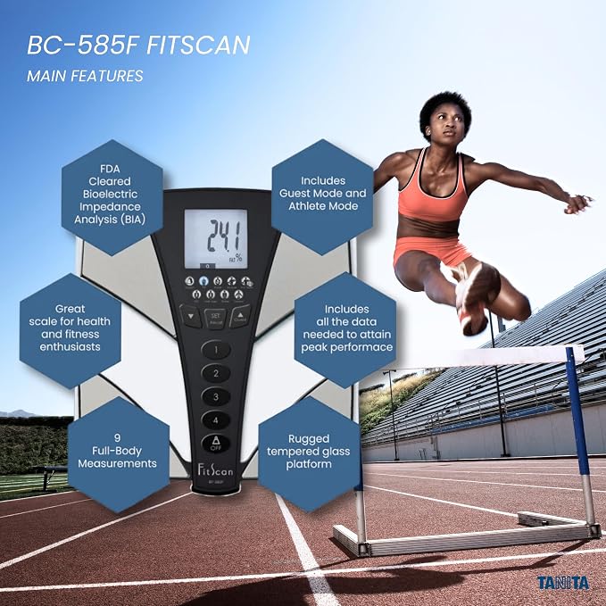 FitScan BC-585F - Japan Technology Multi-Frequency Body Composition Monitor - Smart Digital InBody Scale with Fat, Muscle Mass, BMI, Caloric Intake, Metabolism, and Visceral Fat Tracker