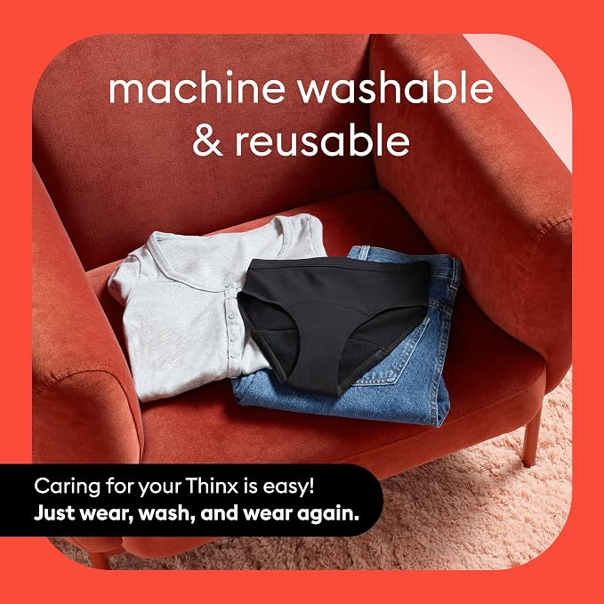 Thinx for All Hi-Waist Period Underwear, Holds 12 Tampons*, Leakproof, Odor Control, 2-Pack Reusable