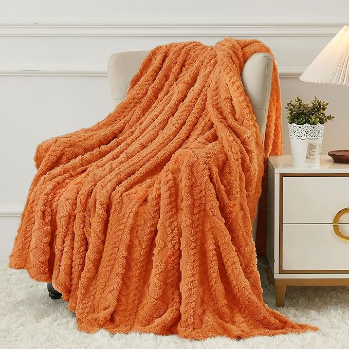 Aganear Fleece Throw Blanket for Couch,Fall Boho Blankets,50"x60" Orange | Lightweight Fuzzy Throw,Warm Gift for Women,Christmas,Housewarming,Soft Aesthetic Home Decor for Bedroom Sofa,All-Season Use