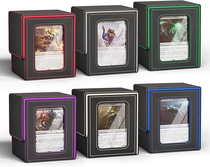 UAONO 6 Pack Commander Deck Box for MTG, Magnetic TCG Card Deck Boxes, Fits 600+ Double-Sleeved Cards, with 12 Dividers, 6 Top Loaders, Fits TCG/PTCG/YGO/Magic Cards