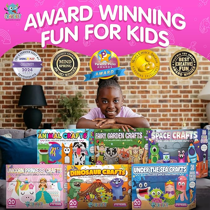 Craftikit ® Rainbow Adventure Foil Art & Scratch Art for Kids- 2-in-1 Arts and Crafts Kit for Kids Ages 4-10 - Rainbow Crafts for Boys Ages 4, 5, 6, 7, 8, 9, 10