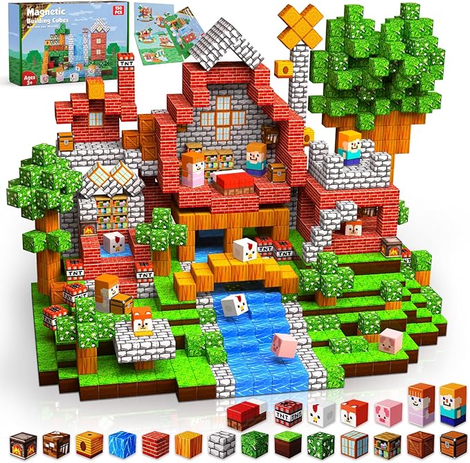 Goody King Magnetic Blocks|150PCS Magnetic Building Blocks Set, Stacking Magnets for Kids, Sensory Toy for STEM Learning Toys for Kids 3+ Boys and Girls Christmas Birthday Easter Gifts