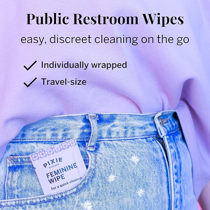 Pixie Organic Cotton Pad Kit for Girls – 64ct Mini & 48ct Regular Pads with Wipes – Leak-Proof with Wings – Perfect for Teens & Light to Average Flow