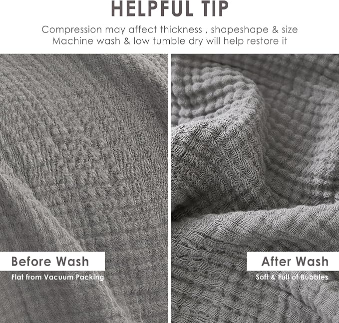 EMME Cotton Blanket Twin XL for Bed Soft Muslin Blankets 66"x90" Lightweight Breathable Layering Bedspread Coverlet All Season Gauze, Grey