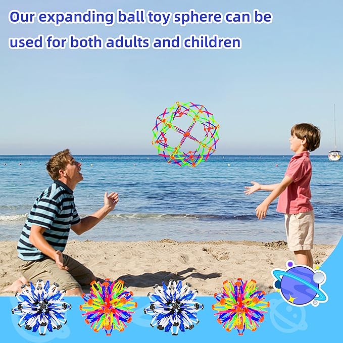 4Pcs Colorful Sphere Expandable Breathing Balls Fidget Toy-Stress Reliever ,Collapsible Expanding Magic Ball Toys from 6" to 12"for Kids & Adults Mindfulness Meditation Practices,Yoga -ADHD