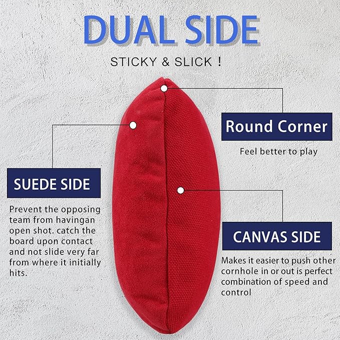 EunHo Regulation Cornhole Bags Set of 8 - Dual Sided Slick and Stick Cornhole Bean Bags for Tossing Game Professional All Weather Pro Corn Hole Bags with Tote Bag