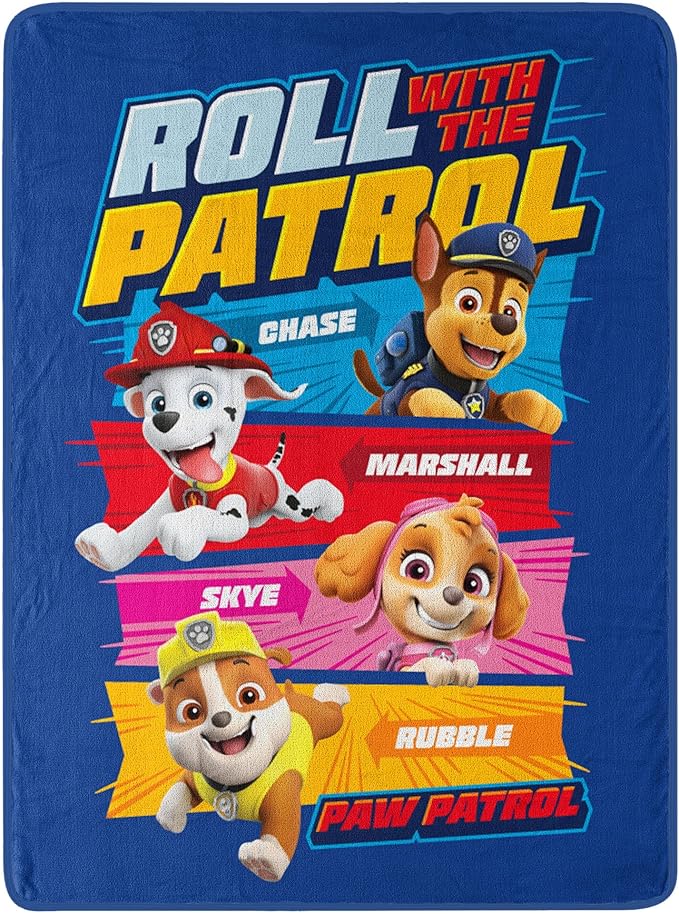 NORTHWEST Paw Patrol Micro Raschel Throw Blanket, 46" x 60", Patrol Roll