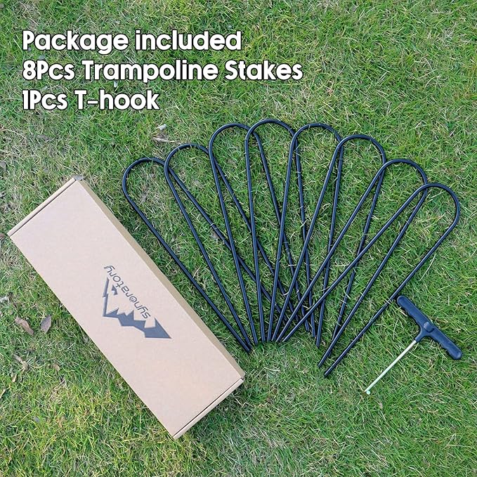12inch Trampoline Accessories Trampolines Stakes Trampoline Anchors Heavy Duty High Wind U Type, Safety Accessories Galvanized Steel for Soccer Goals, Camping Tents and Garden Decoration