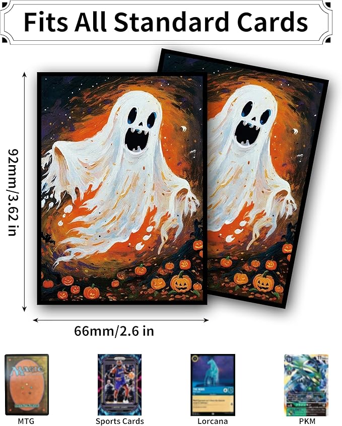 MTG Card Sleeves, Ultra Clear Front & Matte Finish Back, 100 Count Standard Size Matte Art Sleeve for Magic The Gathering (Ghost)