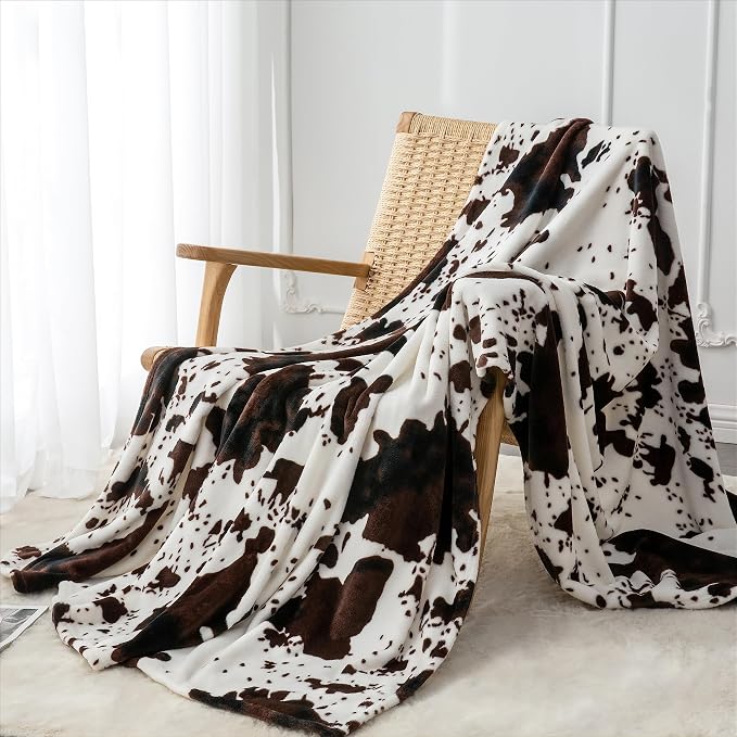 BEDELITE Fleece Blanket Soft Plush Throw for Couch Brown Cow 50"x60" | Ultra Soft Fleece, Plush Microfiber, Lightweight Warmth, All Season Comfort, Western Decor, Machine Washable, Couch Sofa Bed