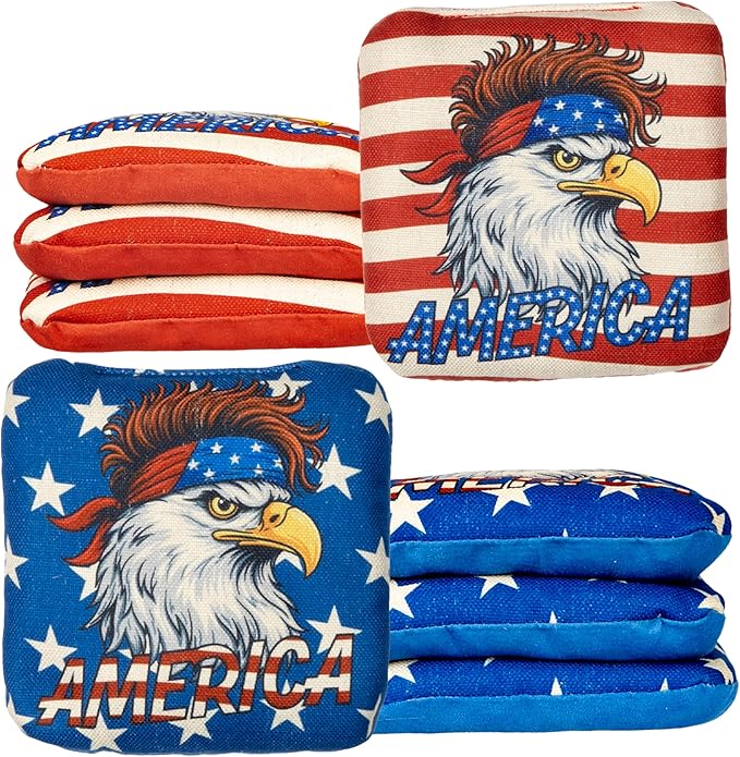 Play Platoon Pro Cornhole Bags Set of 8 - Professional Dual Sided Slick and Sticky Side Competition Corn Hole Bags - Tournament Series