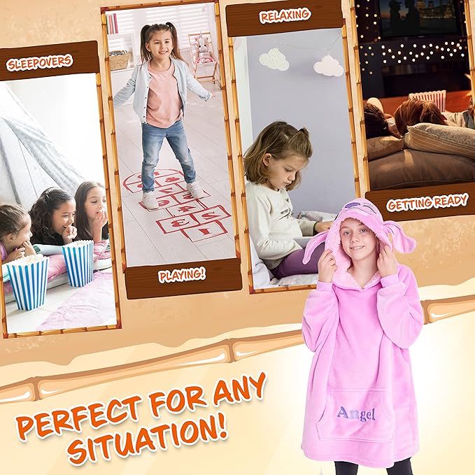 Disney Stitch Fleece Hoodie Blanket for Kids and Teenagers - One Size Fluffy Oversized Hoodie - Stitch Gifts