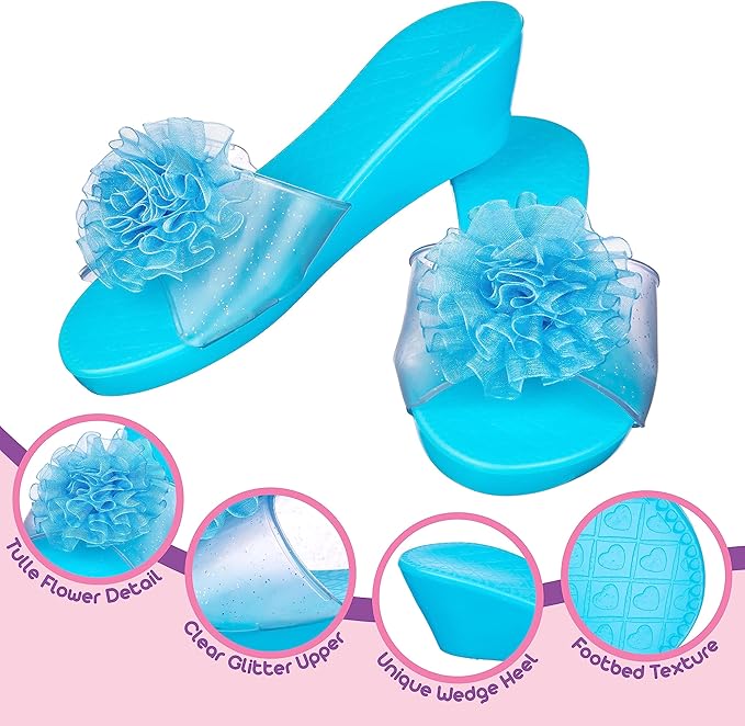 3-Pack Princess Shoe Set - Dress Up Royalty Kids Wedge Heels Slip On Shoes - Pastel Colored Princess Dress Up Shoes, Pretend Play Wedge Heels For Kids - Fits Toddler Size 7-10