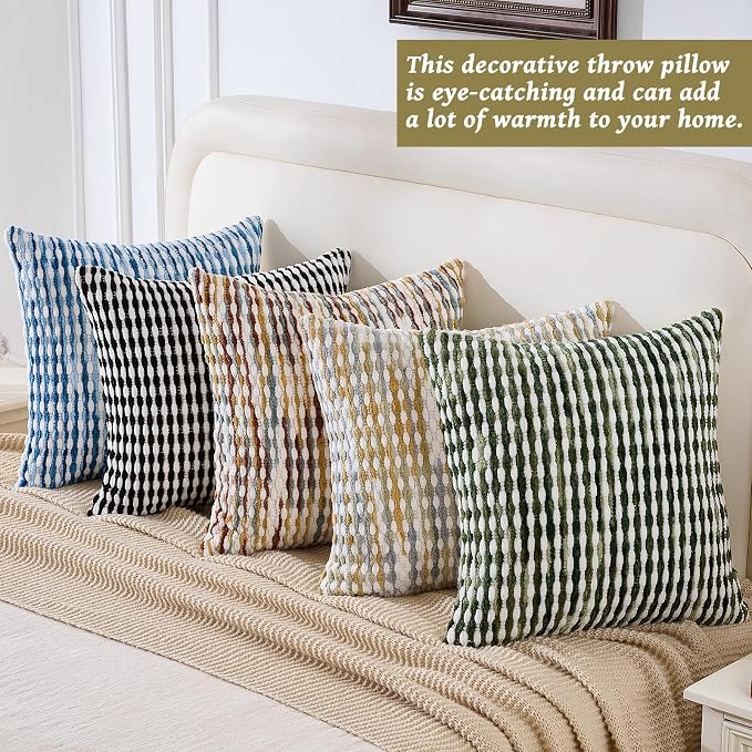Boho Chenille Pillow Cover Decorative Tufted Pillowcase for Couch Bed Sofa Bedroom Living Room Modern 20 x 20-Inch Brown