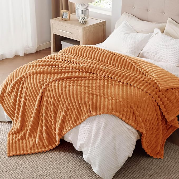 Bedsure GentleSoft Orange California King Size Blanket for Couch - Cozy Soft Fall Blankets for Women, Cute Small Fleece Throws for Girls, 102x96 Inches