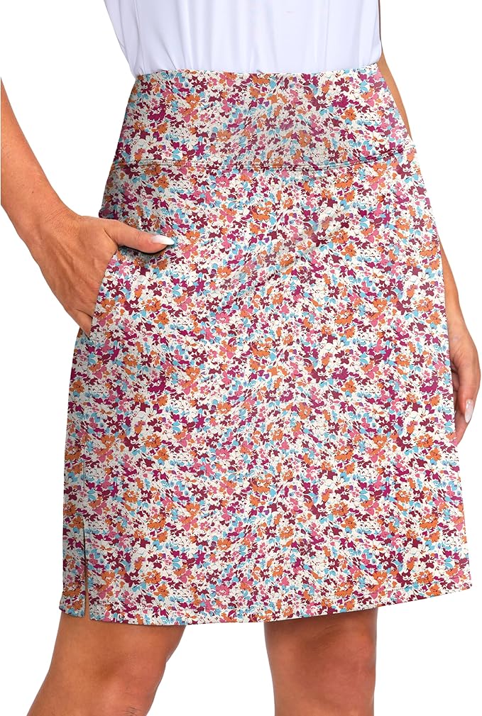 Women's 20" Knee Length Skorts Skirts UPF50+ Athletic Tennis Golf Skirt for Women Casual Summer Skirts