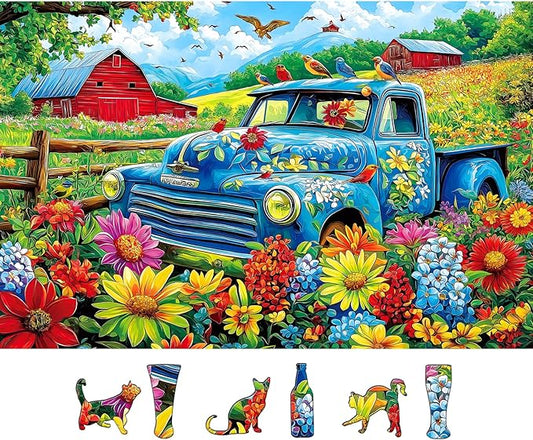 500 Piece Jigsaw Puzzle for Adults & Kids - Songbirds on The Farm - Eco-Friendly Recycled Cardboard Large Piece Puzzle - Perfect Family Activity & Gift Idea for Friends and Seniors 23x15 Inch