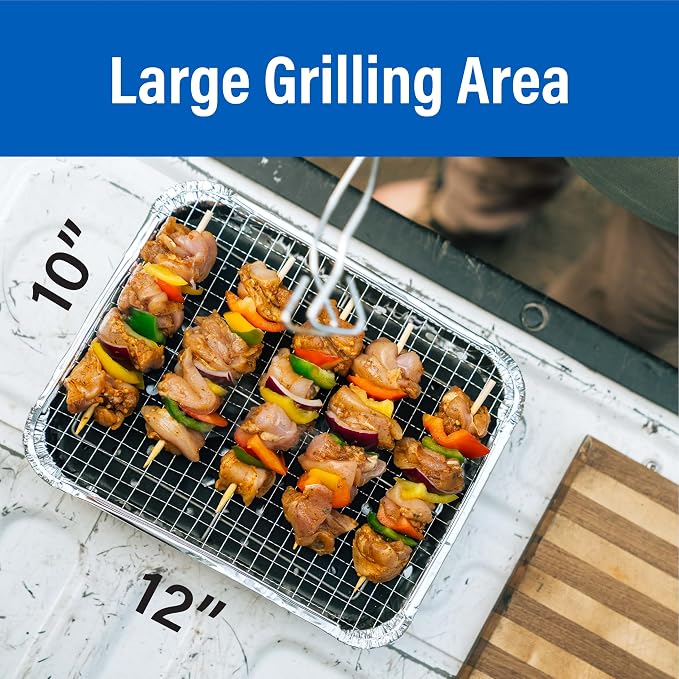 Pull Start Fire Grill, Natural Hardwood Charcoal, Portable 3hr Burn, 2 Pack | Pull Start Matchless Ignition, Ready in 5 Mins, Clean Burn, No Lighter Fluid, Disposable, Tailgate, Camping, Beach, Backyard