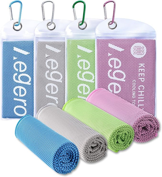 Aegero 4 Pack Cooling Towel (40"x12"), Cooling Neck Wraps,Soft Breathable Chilly Towel, IceTowel, Microfiber Towels for Yoga, Sport, RunninGym, Camping, Fitness, Workout & More Activities(Multicolor1)