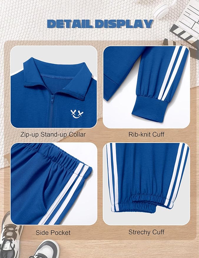 MIGU Boys Clothes for Boys Outfits Set Half-Zip Pullover Sweatshirt and Sweatpant 2pcs Boys Tracksuit