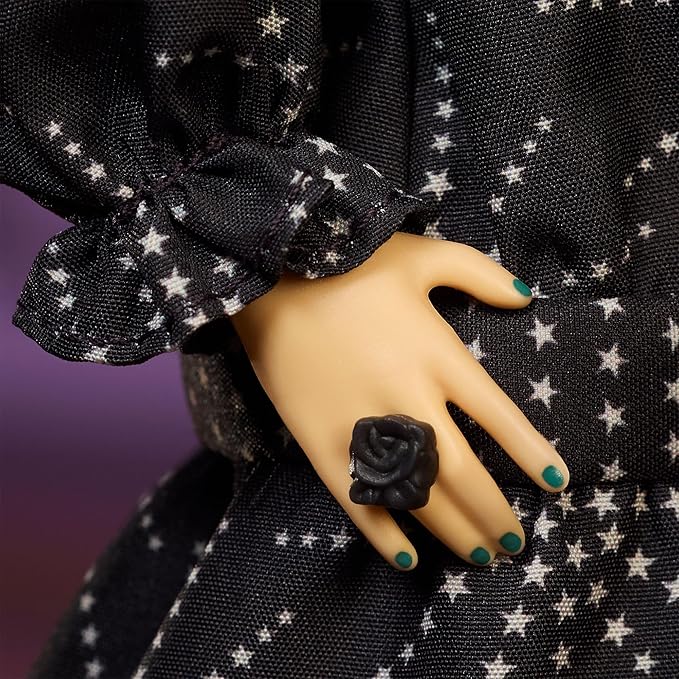 Barbie Inspiring Women Anna Sui Doll Collectible in Boho Chic Black Dress Outfit with Boots, Sunglasses, & Perfume Accessory