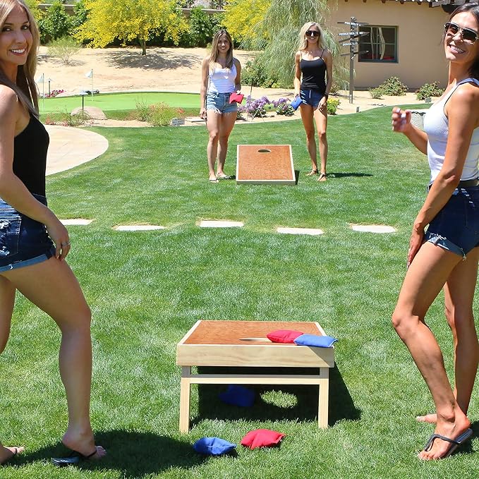 GoSports 4 ft x 2 ft Commercial Grade Cornhole Boards Set - Natural Wood Cornhole Boards, Choose from Different Bean Bag Color Combinations