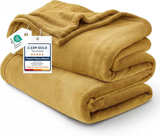 Bedsure GentleSoft Bedding Fleece Blanket for Girls and Boys - Soft Cozy Cute Small Throw Blankets for Travel, 43x55 Inches, Gold