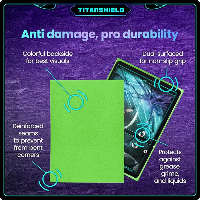 TitanShield Premium Card Sleeves | Compatible with Pokemon, One Piece, Lorcana, Flesh & Blood, & Magic The Gathering MTG | (150 Sleeves - Standard) (1, Slime Green, Standard | 66x91mm)
