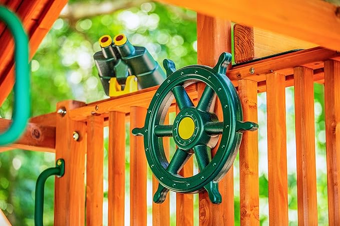 Jack and June Yellow and Green Captain Ship Wheel Swing Set Accessory for Any Playset