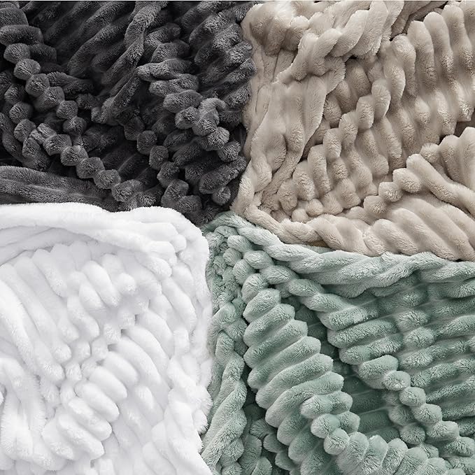 Bedsure GentleSoft Queen Blanket for Couch - Cozy Soft Blankets for Women, Cute Small Fleece Throws for Girls, Bright White, 90x90 Inches