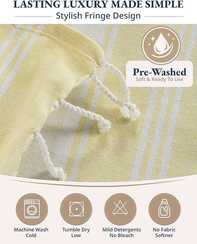 LANE LINEN Oversized Beach Towels 4 Pack – Pre-Washed, Extra Large, Quick Dry, No Sand, Pool Use, 39"x71" – Yellow