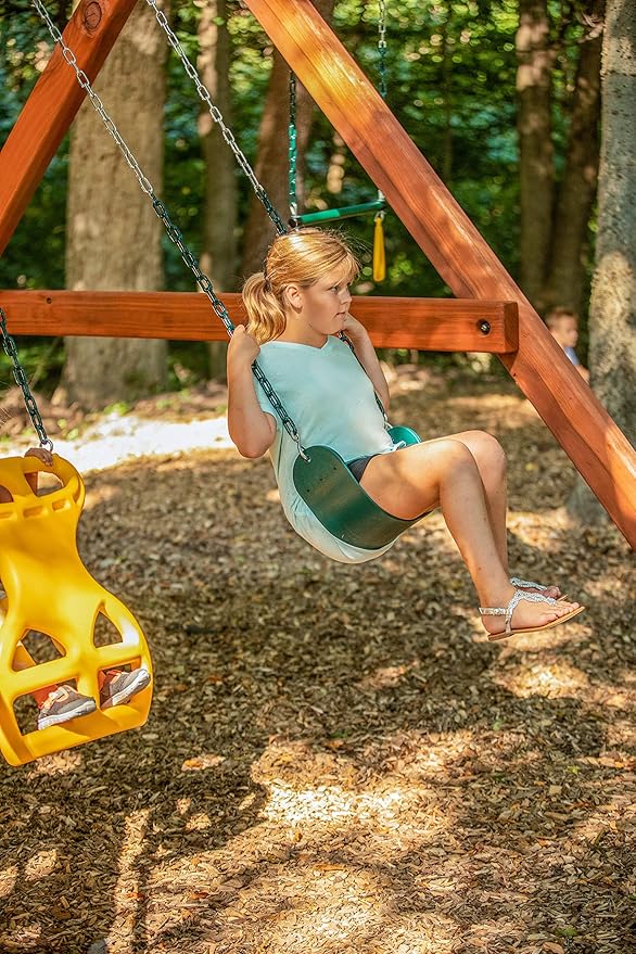 Jack & June Green Belt Playset Swing with 80” Chains Made for 5’ and 6’ Deck Height