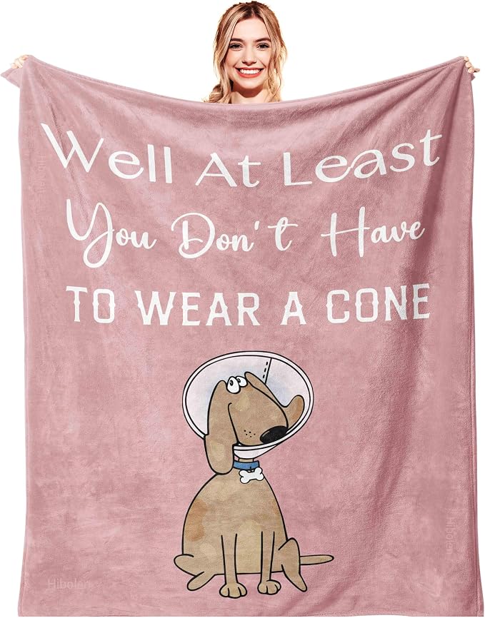 Get Well Gifts for Women/Men After Surgery Pink Blanket 50"x60" | Feel Better/Get Well Soon Gifts for Women, Surgery Recovery Gift for Men, at Least You Dont Have to Wear A Cone