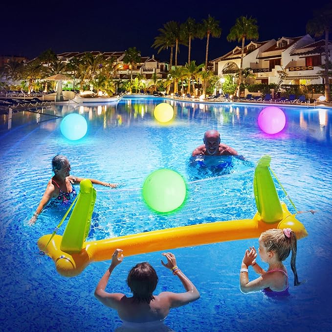 Pool Toys - 4/8 Pack Light Up Beach Balls for Kids w/ 8 Light Modes, Pool Beach Games Balls for Outdoor or Indoor Activities, Glow in The Dark Pool Beach Decorations for Kids and Adults
