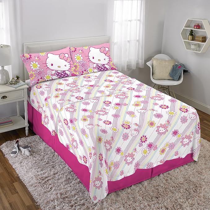 Hello Kitty Bedding Super Soft Microfiber Sheet Set, Full, Hello Kitty, (Officially Licensed Product) by Franco