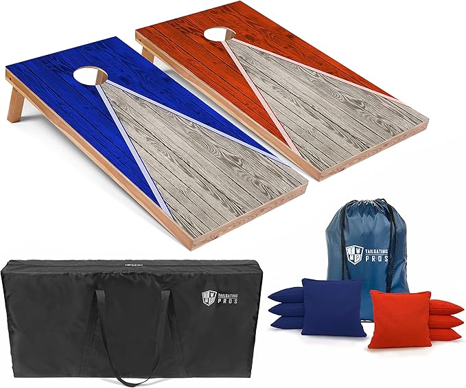 Tailgating Pros Lightweight Pyramid Design Cornhole Board Set w/Bean Bags and Carrying Case - 4'x2' Regulation Cornhole Game