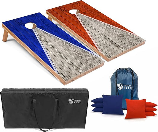 Tailgating Pros Lightweight Pyramid Design Cornhole Board Set w/Bean Bags and Carrying Case - 4'x2' Regulation Cornhole Game
