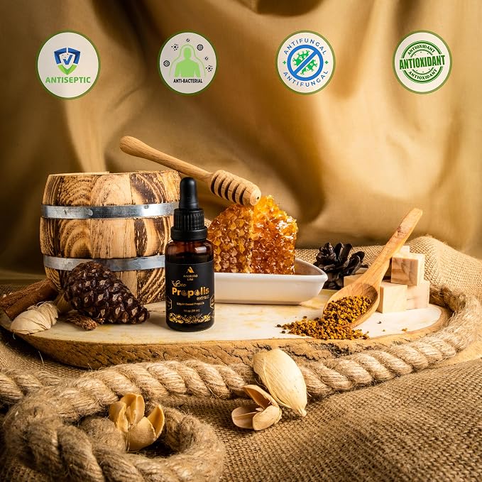 Organic Propolis Extract 30ml & 100% Natural Pure Lemon Essential Oil 20ml | Propolis Alcohol-Free, Immune System Support | DIY, Candle Making for Diffuser