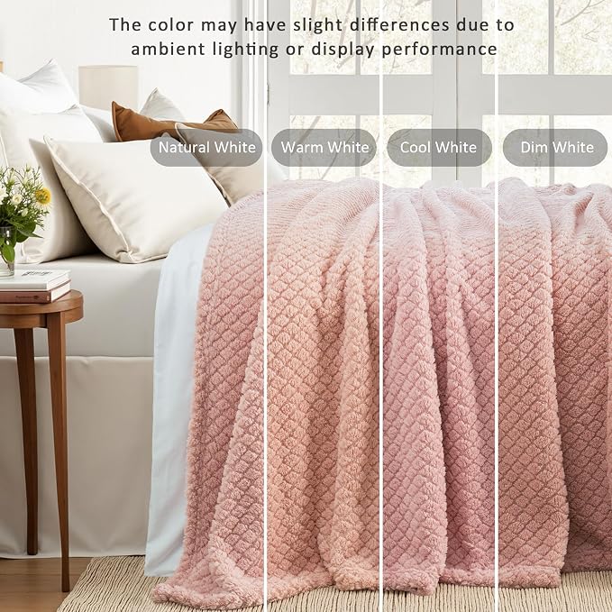 Exclusivo Mezcla Soft Fleece Twin Size Blanket for Bed, Pink | Jacquard Lightweight Cozy Bed Blanket, Breathable Decorative Fuzzy Textured All Season Use, 60x80 Inches
