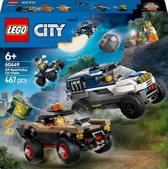 Lego tbd-60449 New title: LEGO City Off-Road Police Chase Action Set – Police SUV, Crook Pickup, Quad Bike & Drone | Kids Construction Toy - 60449