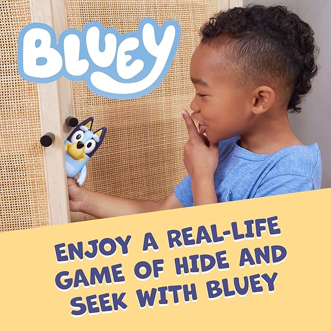 BLUEY Game Hide and Seek Electronic Figure, Articulated, Musical Kids Figurines with Dance Mode, Interactive Play Toddler Figurine Toys for Ages 3+