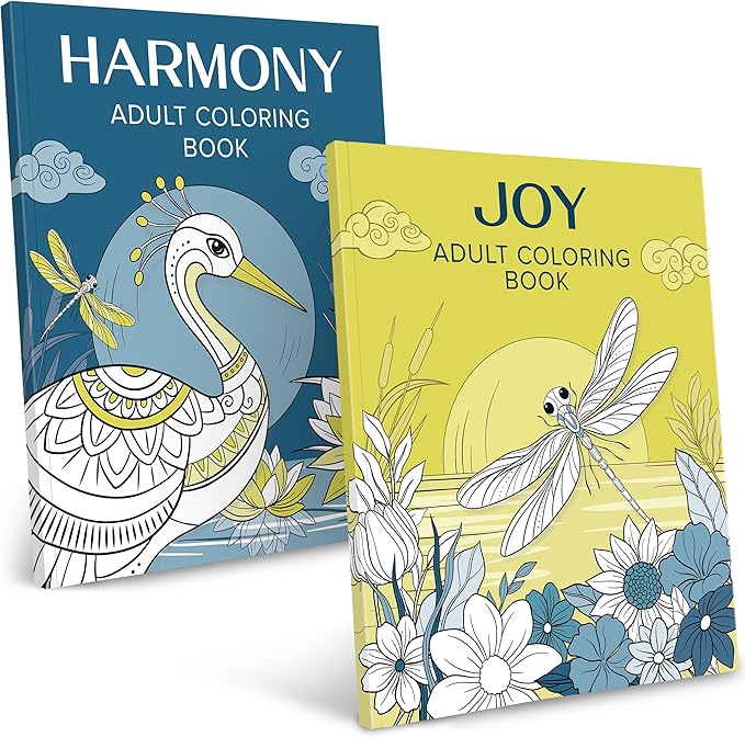 Coloring Books for Adults Relaxation (2 Pack) – Inspirational Quotes with 60 Peaceful Designs on Thick 140gsm Paper – Adult Coloring Book for Women, Stress Relief and Mindful Self-Care Gift Set