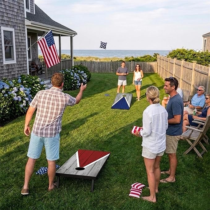 Portable Cornhole Board Set - Premium MDF Wood Corn Hole Game with 8 Regulation Bean Bags, for Backyard, Camping, and Outdoor Tailgating - Choose 3x2' Tailgate or 4x2' Regulation Size