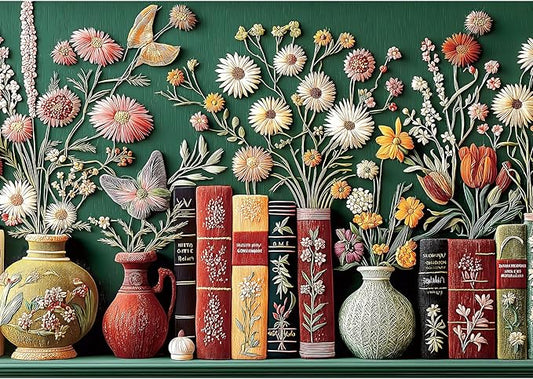 Wildflowers Embroidery Puzzles for Adults 1000 Pieces, Wildflower Pages Jigsaw Puzzle, Vintage Book Puzzles for Book Lover, Plant Floral Flowers Puzzle as Home Decor
