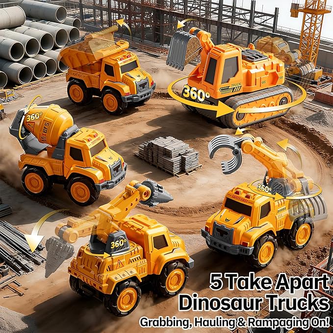 Transform Toys for Boys 4-6, 5 in 1 Take Apart Toys for Boys 3-5, Construction Excavator Transform Assembling Robot Toy for Kids, Educational Birthday Gift for 4 5 6 7 8 Year Old Boy Girls