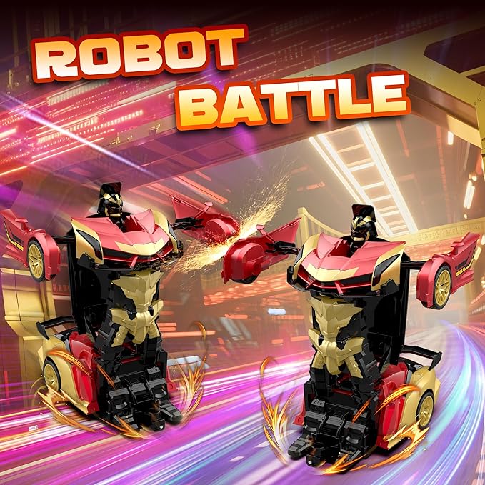 Transform RC Iron Man Cars Robot Toys with Underbody Lights, 2.4GHz Hero Remote Control Car One-Button Deformation, 360°Rotation Robot Car Toys Christmas Birthday Gifts for Kids Age 4 -12(1:18 Scale)